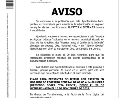 AVISO HUERTOS MUNICIPALES