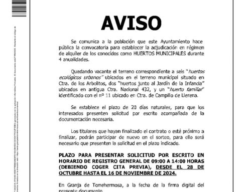 AVISO.HUERTOS MUNICIPALES